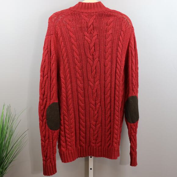 Alan Paine English Explorer Wool Cable Knit Sweater Red 58 - Picture 2 of 4